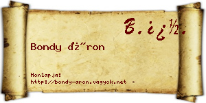 Bondy Áron névjegykártya